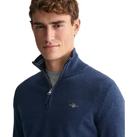 GANT Herren Pullover mit Zip-Kragen - CLASSIC COTTON HALF ZIP, Strickpullover, Baumwolle Jeansblau Melange M
