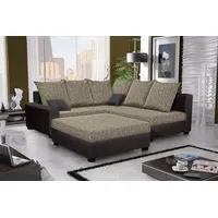 Fun Möbel Ecksofa Sofa NINA inkl.Hocker Braun / Cappuccino