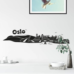 Wandtattoo WALL-ART „XXL Stadt Skyline Oslo 100cm“ Wandtattoos Gr. B/H/T: 100 cm x 30 cm x 0,1 cm, schwarz Wandtattoos Wandsticker