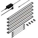 ledscom.de LED Unterbau-Leuchte SIRIS schwarz matt, flach, je 50cm, je 655lm, weiß, 5er Set