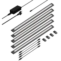 ledscom.de LED Unterbau-Leuchte SIRIS schwarz matt, flach, je 50cm, je 655lm, weiß, 5er Set