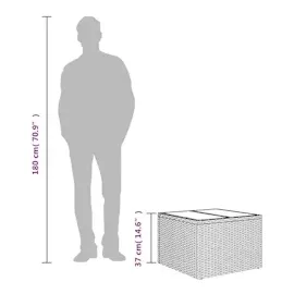 vidaXL Gartentisch mit Glasplatte 72,4 x 57,3 x 37 cm Beige