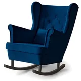 Beautysofa Schaukelsessel Fabio, mit Einbringung in die Wohnung (Holzbeine in Weiß, Buche oder Wenge Farbe) blau