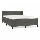 vidaXL Boxspringbett mit Matratze Dunkelgrau 140x200 cm Samt