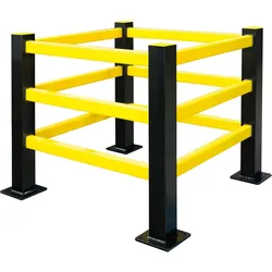 PROREGAL Säulenschutz Hybrid | 4x Eckpfosten & 12x Querbalken (100cm) | Höhe 100cm |  Individuell anpassbar | Schwarz-Gelb