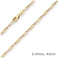 Schmuck Krone Goldkette 2,4mm Singapurkette aus 585 Gelbgold 42cm, Gold 585 goldfarben
