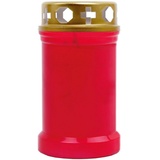 HS Candle Grabkerze (1-tlg), Grabkerze Grablicht Grableuchte mit goldenem Deckel rot