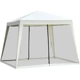 Gartenpavillon Pavillon Festzelt Partyzelt wetterfest Zelt mit Moskitonetz Metall + Polyester Cremeweiß 3 x 3 m - Outsunny