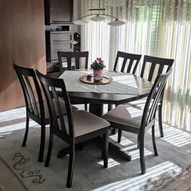 Mendler 2er-Set Esszimmerstuhl HWC-G46, Küchenstuhl Stuhl, Stoff/Textil Massiv-Holz dunkles Gestell, beige