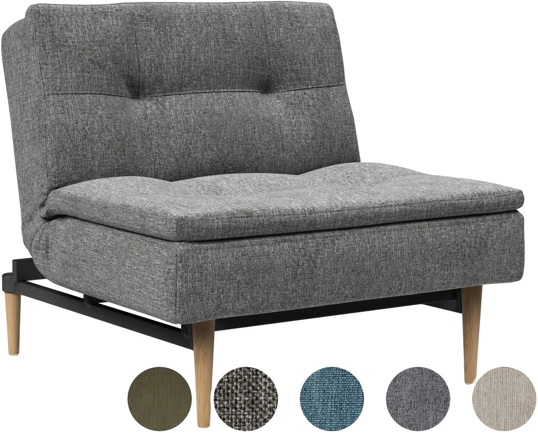 Innovation »Dublexo« Klappsessel Frej Eiche / 563 Twist Charcoal / mit Armlehnen