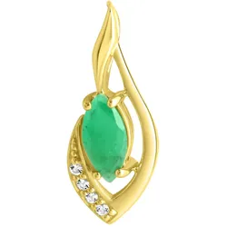 Ketten-Anhänger FIRETTI "Schmuck Geschenk Gold 375 Halsschmuck Anhänger Halskette Tropfen", grün (gelbgoldfarben, kristallweiß, grün, kristallweiß, grün), Schmuckanhänger, Damen, Gelbgold 375, 0,75 g, mit Smaragd, Weißtopas