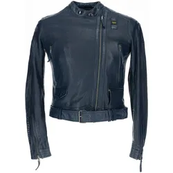 Blauer USA Moore Perforierte Damen Lederjacke, blau, Größe XL