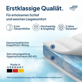 AM Qualitätsmatratzen Topper für Boxspringbett 80 x 190 cm weiß