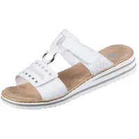 Rieker Damen Pantoletten V0636, Frauen Slipper,Backless Slipper,Gartenschuhe,Sommerschuhe,sommerclogs,Sandalen,Schlupfschuhe,Weiss (80),37 EU / - 37