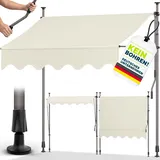tillvex Klemmmarkise mit Handkurbel Balkon | Balkonmarkise ohne Bohren | Markise UV-beständig & höhenverstellbar | Sonnenschutz Terrasse & Garten wasserdicht (Sand, 350cm)