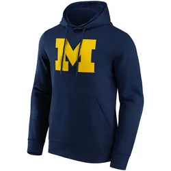 Kapuzenpullover FANATICS "Fanatics Hoodie Michigan Wolverines Primary Logo Graphic", Herren, Gr. M, blau, 80% Baumwolle; 20% Polyester, Pullover
