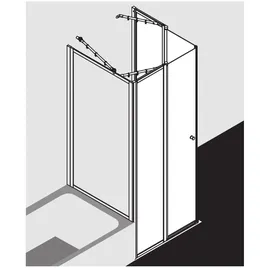 Kermi Nova 2000 Eckeinstieg mit Pendeltür rechts 80 x 185 cm Kunstglas silber