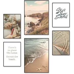 Artland Poster »Urlaubsgefühle«, Strand, (6 St.), Poster, Wandbild, Bild, Wandposter Artland Farbe Bild(er): braun