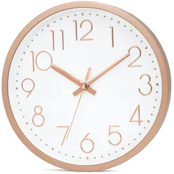 Intirilife Wanduhr in Rosé Gold - Weiß mit 30,5 cm Durchmesser - Praktische Zeitanzeige Chronometer