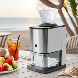 Elektrischer Eis-Crusher, Edelstahl, 80W, 1kg/Min: Leistungsstarker Eiszerkleinerer für perfekte Cocktails & Desserts, kraftvoll & effizient