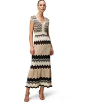 Zero Strickkleid Zickzackmuster Beige 40