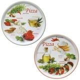 2er Set Pizzateller Napoli Pizzafoods grün + rot 33cm - 04018#ZP1 + 04018#ZP2