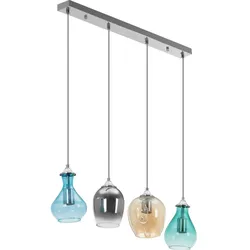 Uniprodo Pendelleuchte - 4 Leuchtmittel - Glasschirme in verschiedenen Formen