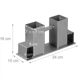 Relaxdays Holzstapelhilfe 2er Set Metall 0,18 m x 0,36 m Silber
