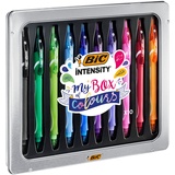 BIC Gel-ocity Quick Dry Tintenroller Stifte Set, Gelstifte in 10 verschiedenen Farben, in Geschenkbox aus Metall, Mittlerer Spitze (0,7 mm), My Box of Colours