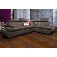 exxpo - sofa fashion Ecksofa Salerno, klassisch modernes Funktionssofa, hoher Sitzkomfort, L-Form, inkl. Kopf- und Armteilverstellung, wahlweise mit Bettfunktion braun