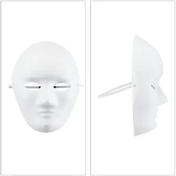 Relaxdays Maske im 20er Set, zum Bemalen und Basteln, Karneval, Fasching, Pappmaske Gesicht HxBxT 24 x 18,5 x 8 cm, weiß