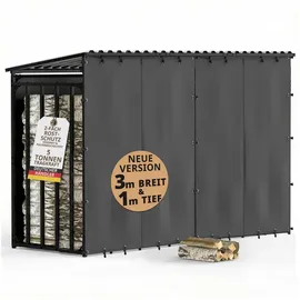 lawa living and lifestyle Kaminholzregal Metall 300 x 105 x 185 cm Außen schwarz