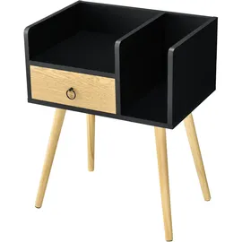 [en.casa] Nachttisch Gibbston mit 2 Ablagen Retro Schwarz