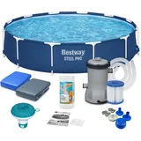 BESTWAY 7 in1 Set Frame Pool Gartenpool mit Filterpumpe Schwimmbecken 366x76 cm