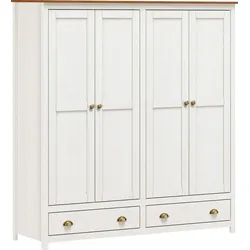 Kleiderschrank HOME AFFAIRE "Salgen", braun (weiß, braun), B:176cm H:185cm T:54cm, Massivholz, Schränke, Drehtürenschrank Kleiderschrank, im Landhaus-Stil