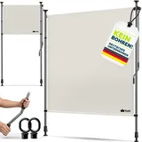 tillvex® Klemmmarkise Senkrechtmarkise mit Handkurbel ohne Bohren | Sichtschutz Ausziehbar & Blickdicht | Vertikalmarkise Balkon Terrasse Garten | Sichtschutzrollo Wetterfest (Beige, 120x310 cm)
