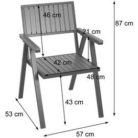 Mendler 2er-Set Gartenstuhl+Gartentisch HWC-J95, Stuhl Tisch, Gastro Outdoor-Beschichtung, Alu Holzoptik schwarz, dunkelbraun