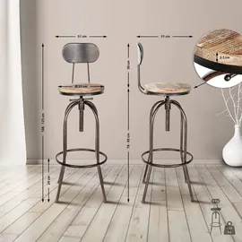 CLP 2er Set Barhocker Pino Holz höhenverstellbar,bronze