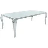 riess-ambiente Esstisch MODERN BAROCK 200cm weiß / silber (Einzelartikel, 1-St), Esszimmer · Opalglas · Edelstahl · eckig weiß