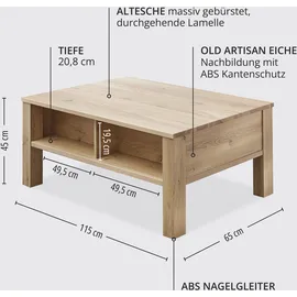 Wohnconcept Malaga Braun Massivholz 115 x 45 x 65 cm