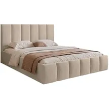 Selsey Polsterbett 140x200 cm, mit Bettkasten und Lattenrost, beige -