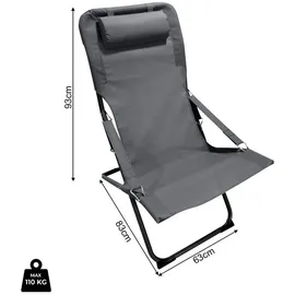 Mobili Rebecca Rebecca Mobili Liegestuhl 63 x 83 x 88 cm dunkelgrau