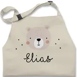 Kinderschürze Schürze Kinder Jungen Mädchen - Süßer Heller Bär Bärenmotiv Bären Bear - 7-14 Jahre - Natur Weiß - kinderkochschürzen teddy bärchen verstellbar name teddybär für jungs - 7-13 Jahre