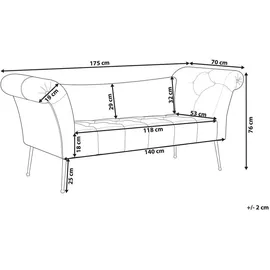 Beliani Chaiselongue, Gold, Grün, Textil, 175x76x70 cm, Wohnzimmer, Sessel, Relaxliegen