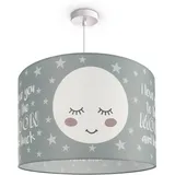 Paco Home Pendellampe Kinderzimmer Pendelleuchte Baby Lampenschirm Stoff Rund Sterne Kinderlampe E27