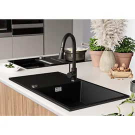 Primagran Ibiza S045 rechts Einbauart Granit schwarz Handbetätigung 900 x 500 mm
