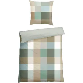 SCHIESSER Bettwäscheset Travis - Feinbiber - 2-teilig - 155 x 220 cm - Grün