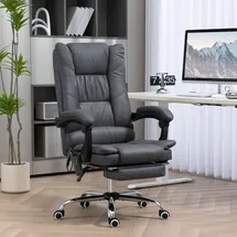 Vinsetto Massage-Bürostuhl Mikrofaser Dunkelgrau