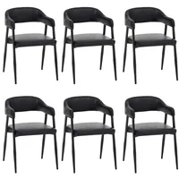 Mendler 6er-Set Esszimmerstuhl HWC-P29, Küchenstuhl Lehnstuhl Polsterstuhl, Industrial Retro