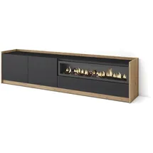 SKRAUT HOME Lowboard 207x50x37 cm Schwarz Eiche Holzwerkstoff